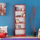 Βιβλιοθήκη max Megapap σε Χρώμα Κόκκινο 58x23x170εκ.