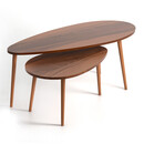 Βοηθητικά Τραπεζάκια Elips Megapap από Μελαμίνη Χρώμα Καρυδί 116x46x46εκ.