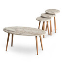 Τραπεζάκι Σαλονιού + Βοηθητικά Τραπεζάκια Elips Megapap από Μελαμίνη Χρώμα εφέ Μαρμάρου 90x50x41εκ.