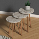 Τραπεζάκι Σαλονιού + Βοηθητικά Τραπεζάκια Elips Megapap από Μελαμίνη Χρώμα εφέ Μαρμάρου 90x50x41εκ.