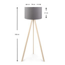 Φωτιστικό Δαπέδου Rosling Megapap Mdf/ύφασμα pvc Χρώμα Φυσικό/ανθρακί 38x21x140εκ.