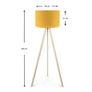 Φωτιστικό Δαπέδου Rosling Megapap Mdf/ύφασμα pvc Χρώμα Φυσικό/κροκί 38x21x140εκ.