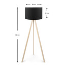 Φωτιστικό Δαπέδου Rosling Megapap Mdf/ύφασμα pvc Χρώμα Φυσικό/μαύρο 38x21x140εκ.