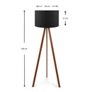 Φωτιστικό Δαπέδου Rosling Megapap Mdf/ύφασμα pvc Χρωμα Καρυδί/μαύρο 38x21x140εκ.
