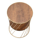 Βοηθητικό Τραπεζάκι Jaspin Megapap Μεταλλικό - mdf Χρώμα Χρυσό - Καρυδί 32x32x44εκ.