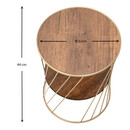 Βοηθητικό Τραπεζάκι Jaspin Megapap Μεταλλικό - mdf Χρώμα Χρυσό - Καρυδί 32x32x44εκ.