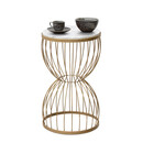 Βοηθητικό Τραπεζάκι Pino Megapap Μεταλλικό - mdf Χρώμα Χρυσό - Λευκό εφέ Μαρμάρου 35x35x58εκ.