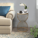 Βοηθητικό Τραπεζάκι Pino Megapap Μεταλλικό - mdf Χρώμα Χρυσό - Λευκό εφέ Μαρμάρου 35x35x58εκ.