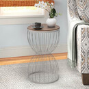 Βοηθητικό Τραπεζάκι Pino Megapap Μεταλλικό - mdf Χρώμα Λευκό - Καρυδί 35x35x58εκ.