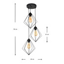 Φωτιστικό Οροφής Nura Megapap e27 Μεταλλικό Τρίφωτο Χρώμα Μαύρο 21x21x70εκ.