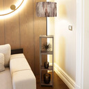 Φωτιστικό Δαπέδου Launo Megapap Υφασμάτινο Pvc/mdf Χρώμα Καφέ/καρυδί 38x38x150εκ.