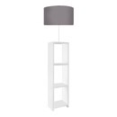 Φωτιστικό Δαπέδου Launo Megapap Υφασμάτινο Pvc/mdf Χρώμα Λευκό - Γκρι 38x38x150εκ.