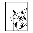 Διακοσμητικό Τοίχου Birds on Wire Megapap Μεταλλικό Χρώμα Μαύρο 37x2x49εκ.