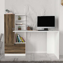 Γραφείο Εργασίας Domingo Megapap από Μελαμίνη Χρώμα Λευκό - Καρυδί 149,5x60x120εκ.