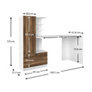 Γραφείο Εργασίας Domingo Megapap από Μελαμίνη Χρώμα Λευκό - Καρυδί 149,5x60x120εκ.