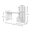 Γραφείο Εργασίας Merino Megapap από Μελαμίνη Χρώμα Λευκό 149,5x61,8x120εκ.