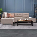 Γωνιακός Καναπές - Κρεβάτι Manama Megapap Αριστερή Γωνία Υφασμάτινος Χρώμα Κρεμ 280x206x85εκ.