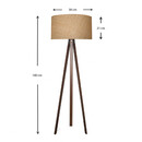 Φωτιστικό Δαπέδου Rosling Megapap Mdf/ύφασμα pvc Χρώμα Καρυδί/φυσικό 38x38x140εκ.