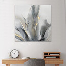 Πίνακας σε Καμβά "abstract Grey Leaves" Megapap Ψηφιακής Εκτύπωσης 100x100x3εκ.