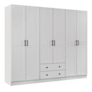 Ντουλάπα Ρούχων Jenna Megapap Εξάφυλλη Χρώμα Λευκό 210x50x182εκ.