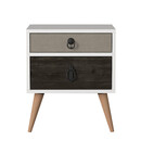 Κομοδίνο ArteLibre KIMOLOS Λευκό/Φυσικό/Καφέ 45x30x52cm