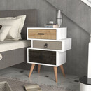 Κομοδίνο ArteLibre KIMOLOS Λευκό/Φυσικό/Καφέ 52x30x68cm