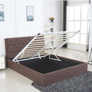 Κρεβάτι ArteLibre ASTER Σκούρο Καφέ Ύφασμα Με Αποθηκευτικό Χώρο 219x170x104cm (Στρώμα 160x200cm)