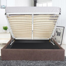 Κρεβάτι ArteLibre ASTER Σκούρο Καφέ Ύφασμα Με Αποθηκευτικό Χώρο 219x170x104cm (Στρώμα 160x200cm)