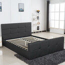 Κρεβάτι ArteLibre ANEMONE Μαύρο PU Με Αποθηκευτικό Χώρο 217x170x100cm (Στρώμα 160x200cm)