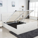 Κρεβάτι ArteLibre ANEMONE Λευκό PU Με Αποθηκευτικό Χώρο 217x170x100cm (Στρώμα 160x200cm)