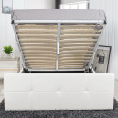 Κρεβάτι ArteLibre ANEMONE Λευκό PU Με Αποθηκευτικό Χώρο 217x170x100cm (Στρώμα 160x200cm)