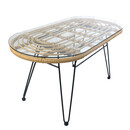 Τραπέζι Κήπου ArteLibre ARRIUS Φυσικό/Μαύρο Μέταλλο/Rattan/Γυαλί 100x45x46cm