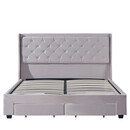 Κρεβάτι Διπλό ArteLibre ANNONA Ivory Βελούδο (Στρώμα 160x200cm)