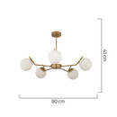 Φωτιστικό Κρεμαστό ArteLibre CRATER Πεντάφωτο Χρυσό/Λευκό Μέταλλο/Γυαλί 80x41cm