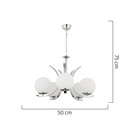 Φωτιστικό Κρεμαστό ArteLibre LACERTA Πεντάφωτο Ασημί/Λευκό Μέταλλο/Γυαλί 50x75cm