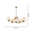 Φωτιστικό Κρεμαστό ArteLibre OCTANS Πεντάφωτο Χρυσό/Μελί Μέταλλο/Γυαλί 72x60cm