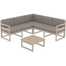 MYKONOS ΓΩΝΙΑ SET TAUPE ΜΕ ΜΑΞΙΛΑΡΙΑ ΠΟΛ/ΝΙΟΥ (+ΤΡΑΠ.65εκ.)