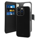Puro Eco-Leather Case for iPhone 14 Pro Max W/horiz.flip+3 Card Slot+Banknote Pocket+Magn Cover Blac