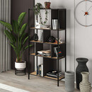 Βιβλιοθήκη Midi Megapap Χρώμα Sapphire oak - Silky Black 88x35x175εκ.