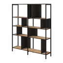 Βιβλιοθήκη Maxi Megapap Χρώμα Sapphire oak - Silky Black 144x35x175εκ.