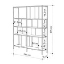 Βιβλιοθήκη Maxi Megapap Χρώμα Sapphire oak - Silky Black 144x35x175εκ.