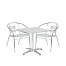 Σετ Τραπεζαρία Κήπου ArteLibre CALLISTO Αλουμίνιο Ασημί Με 2 Πολυθρόνες 14990102