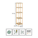 Ραφιέρα Δαπέδου Πλαστική - Ξύλινη Χρώμα Φυσικό - Μπεζ 28x25x137εκ.