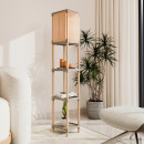 Φωτιστικό Δαπέδου Ξύλινο - Πλαστικό Χρώμα Φυσικό - Μπεζ 24x22x137εκ.