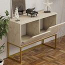 Κονσόλα - Μπουφές Zermat Megapap Χρώμα Μπεζ Travertine - Χρυσό 90x34x70εκ.