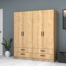 Ντουλάπα Ρούχων Ricardo Megapap Τετράφυλλη Χρώμα Φυσικό Οξιάς 160x51,8x181εκ.