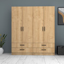Ντουλάπα Ρούχων Ricardo Megapap Τετράφυλλη Χρώμα Φυσικό Οξιάς 160x51,8x181εκ.
