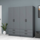 Ντουλάπα Ρούχων Ricardo Megapap Τετράφυλλη Χρώμα Ανθρακί 160x51,8x181εκ.