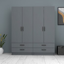 Ντουλάπα Ρούχων Ricardo Megapap Τετράφυλλη Χρώμα Ανθρακί 160x51,8x181εκ.