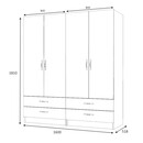 Ντουλάπα Ρούχων Ricardo Megapap Τετράφυλλη Χρώμα Ανθρακί 160x51,8x181εκ.